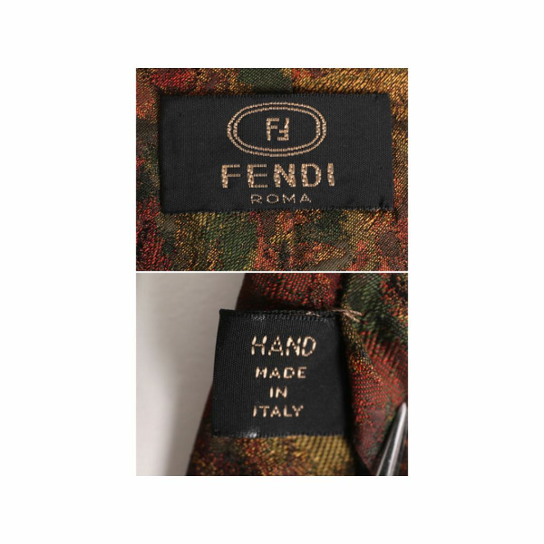 イタリア製 高級 100% シルク ハンドメイド フェンディ ネクタイ / FENDI 総柄 ブランド メンズ ビジネス カジュアル マルチカラー 手縫い メンズのファッション小物(ネクタイ)の商品写真