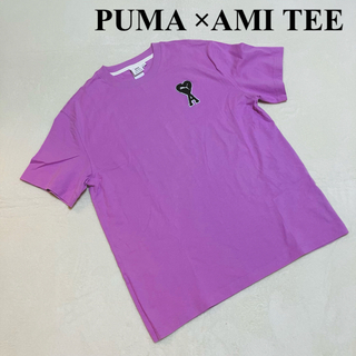 アミ(ami)の【美品】AMI Paris アミパリス プーマコラボTシャツ L ピンク(Tシャツ/カットソー(半袖/袖なし))