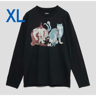 グラニフ(Design Tshirts Store graniph)のXLサイズ　猫又親子図 石黒亜矢子　長袖Tシャツ　グラニフ(Tシャツ/カットソー(七分/長袖))