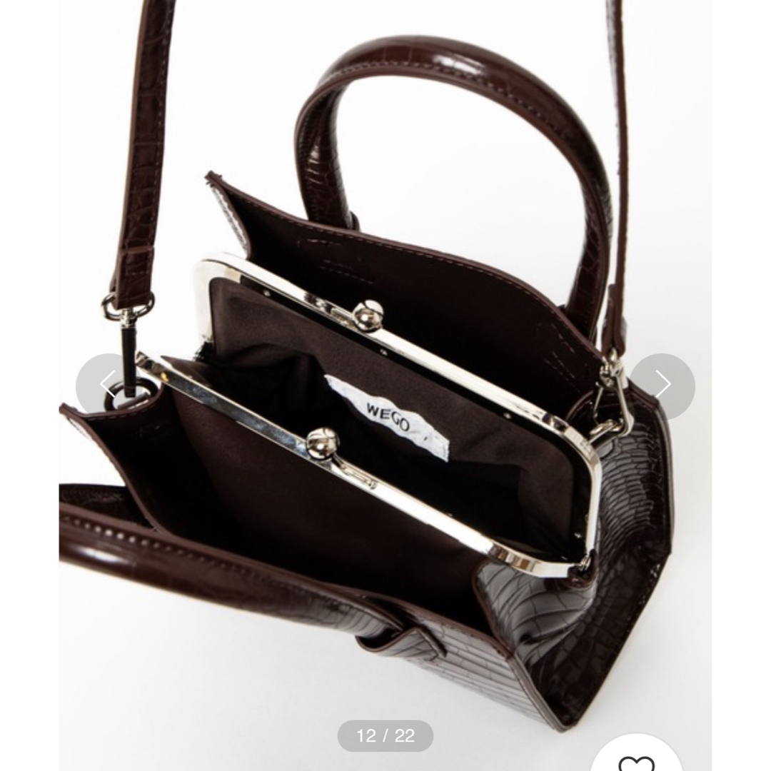 WEGO(ウィゴー)のWEGO ウィゴー　クロコハンドルがま口ショルダーバッグ　ブラウン レディースのバッグ(ショルダーバッグ)の商品写真