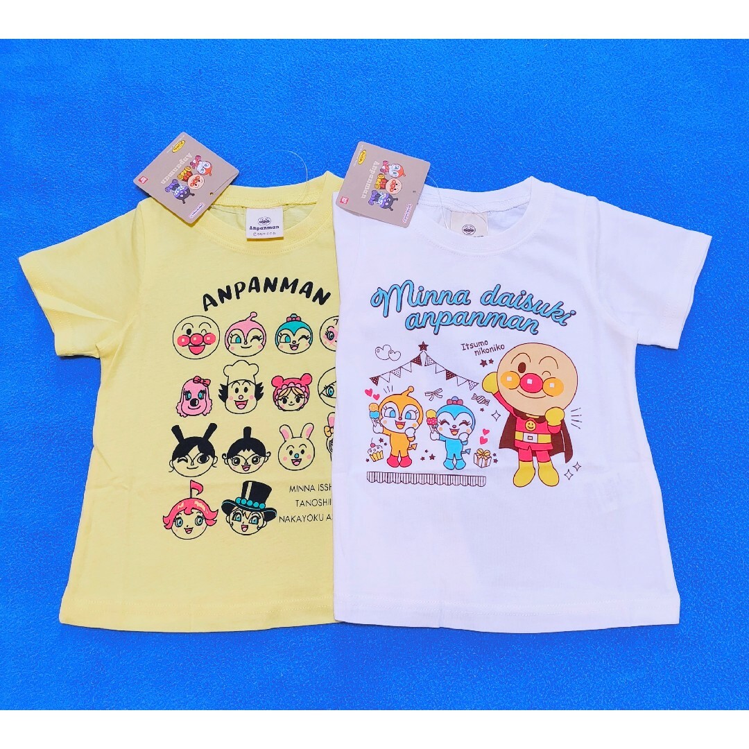 アンパンマン(アンパンマン)の新品　90cm　アンパンマン　女の子半袖Ｔシャツ2枚セット　パーティ×GY キッズ/ベビー/マタニティのキッズ服女の子用(90cm~)(Tシャツ/カットソー)の商品写真