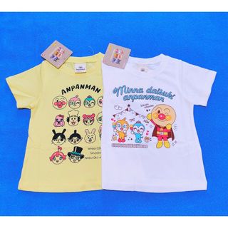 アンパンマン(アンパンマン)の新品　90cm　アンパンマン　女の子半袖Ｔシャツ2枚セット　パーティ×GY(Tシャツ/カットソー)