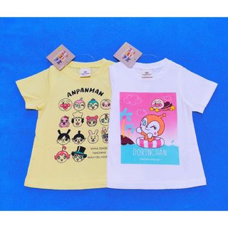 アンパンマン(アンパンマン)の新品　95cm　アンパンマン　女の子半袖Ｔシャツ2枚セット　ドキン海×GY(Tシャツ/カットソー)