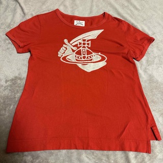 ヴィヴィアンウエストウッド(Vivienne Westwood)のviviennewestwood Tシャツ40/L レッド　オーブビッグロゴ刺繍(Tシャツ(半袖/袖なし))