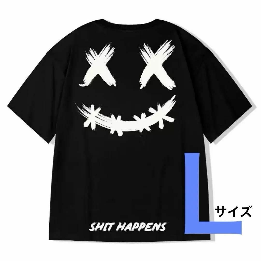 ビッグシルエット 背面 プリント 半袖 Tシャツ ストリート ブラック メンズのトップス(Tシャツ/カットソー(半袖/袖なし))の商品写真