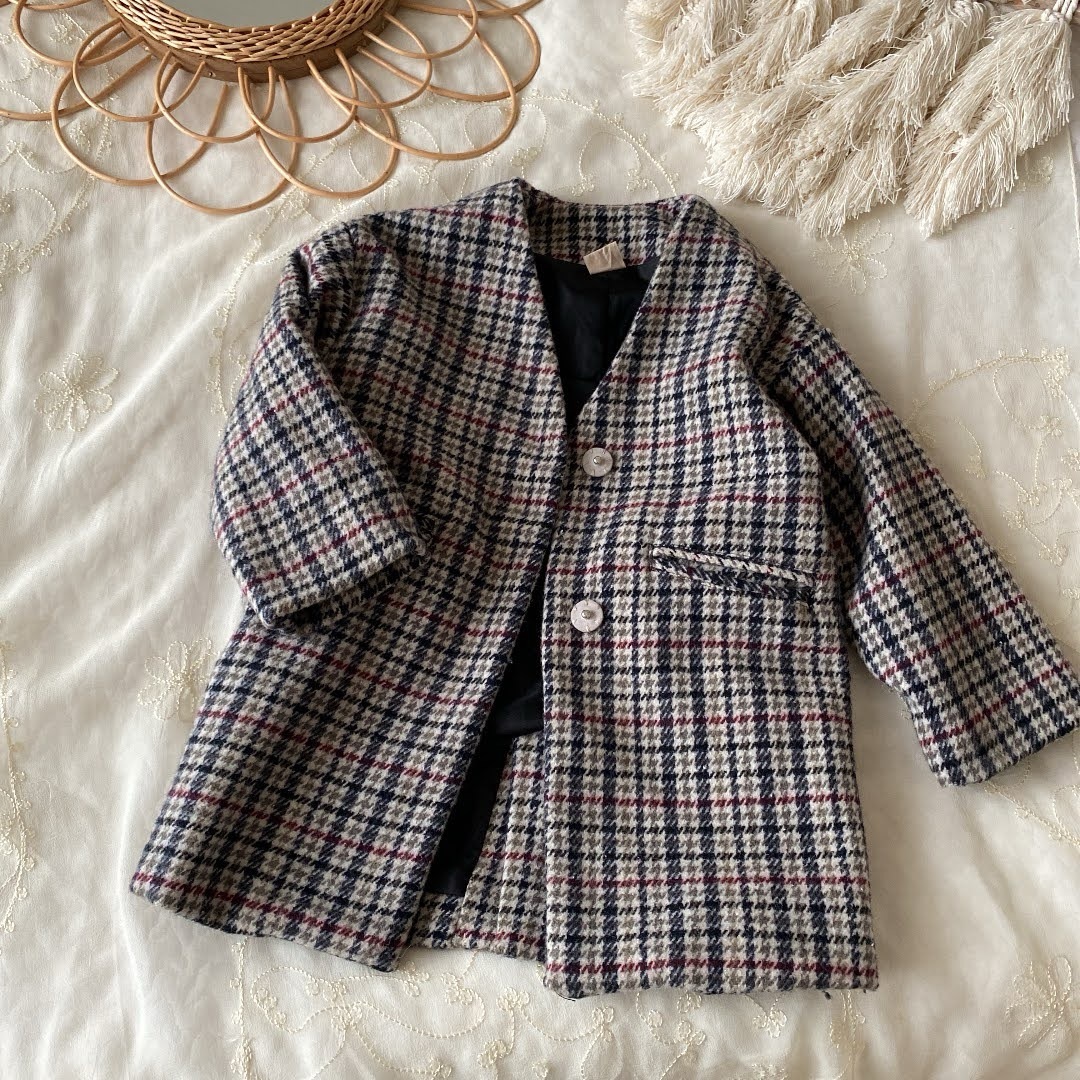 petit main(プティマイン)の新品未使用プティマインbabyベビーpetit mainチェックコート キッズ/ベビー/マタニティのキッズ服女の子用(90cm~)(コート)の商品写真