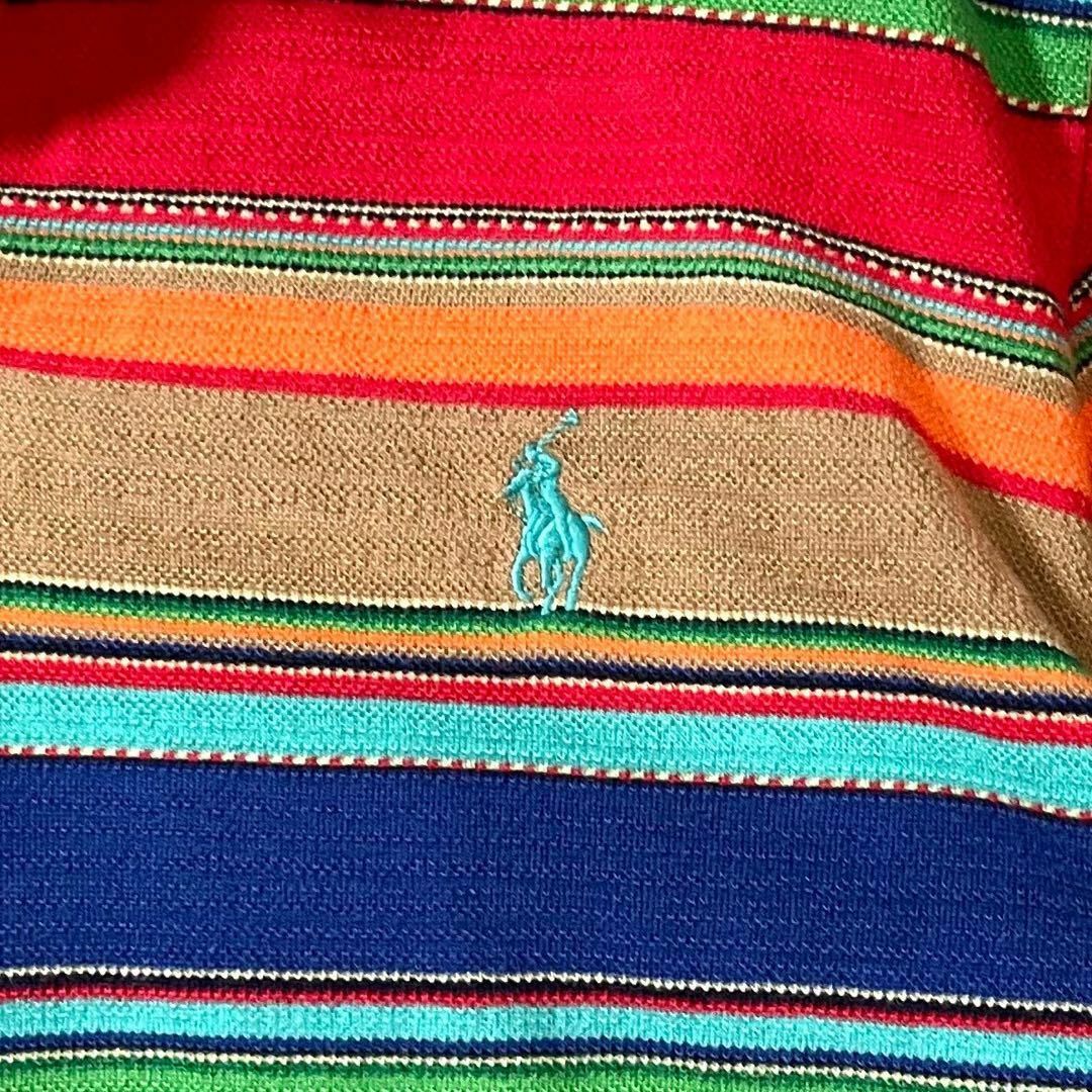 POLO RALPH LAUREN(ポロラルフローレン)の★美品 ポロ ラルフローレン ポロシャツ 半袖 マルチカラー ボーダー 綿 L メンズのトップス(ポロシャツ)の商品写真