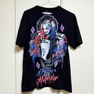 スーサイドスクワット ハーレークイン イラスト Tシャツ メンズ L 黒(Tシャツ/カットソー(半袖/袖なし))