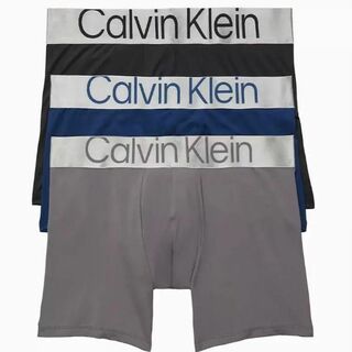 カルバンクライン(Calvin Klein)のカルバンクライン ボクサーブリーフ CK 3枚 M ブラック グレー ブルー(ボクサーパンツ)