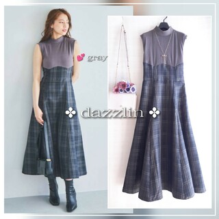 one after another NICE CLAUP - 美品 dazzlin コルセットデザイン チェックレースアップワンピース