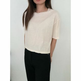 送料込 TABLE / crop tee ベージュ(Tシャツ(半袖/袖なし))