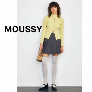 マウジー(moussy)のMOUSSY マウジー　リブ　ニット　ジップアップ　黄色　羽織り　セーター(ニット/セーター)