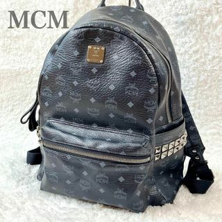 美品✨ MCM リュック Ｌ スタッズ レザー PC収納付き 大容量 ブラック