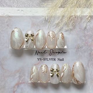 ☆現品ネイルチップ✴︎ニュアンスネイル✴︎マグネットネイル✴︎リボンネイル(つけ爪/ネイルチップ)