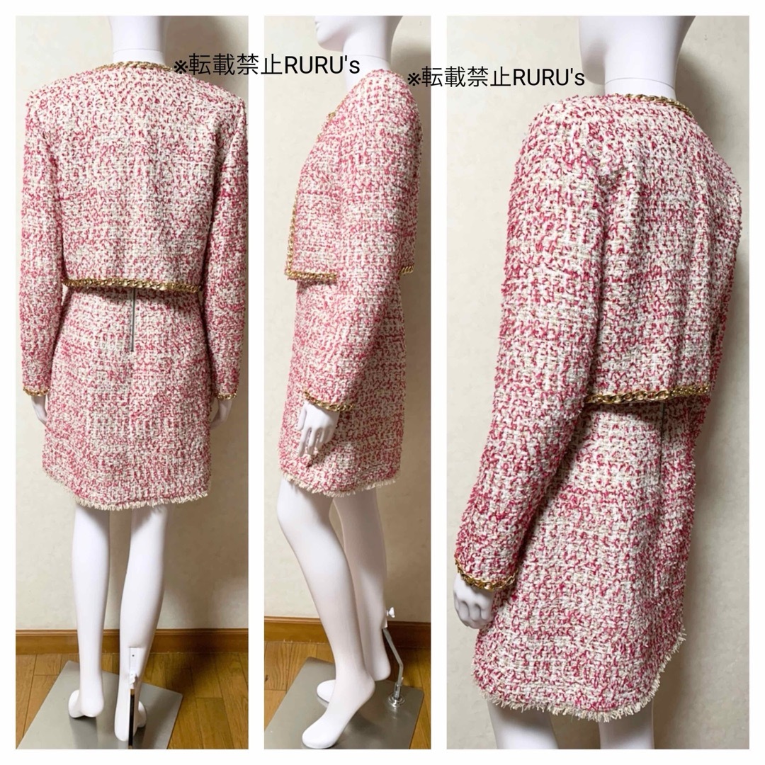 Alice+Olivia(アリスアンドオリビア)の新品 alice+olivia チェーントリム刺繍×ラメツイード ジャケット レディースのジャケット/アウター(ノーカラージャケット)の商品写真