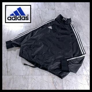 アディダス(adidas)の90s 古着 adidas ナイロンジャケット ブルゾン ブラック ストライプ(ナイロンジャケット)