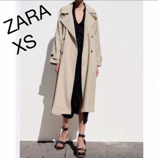 ZARA - ベルトリネンブレンドトレンチコート