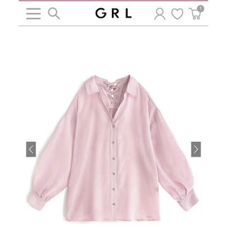 グレイル(GRL)のGRL ストライプ柄バックレースアップシアーシャツ(シャツ/ブラウス(長袖/七分))