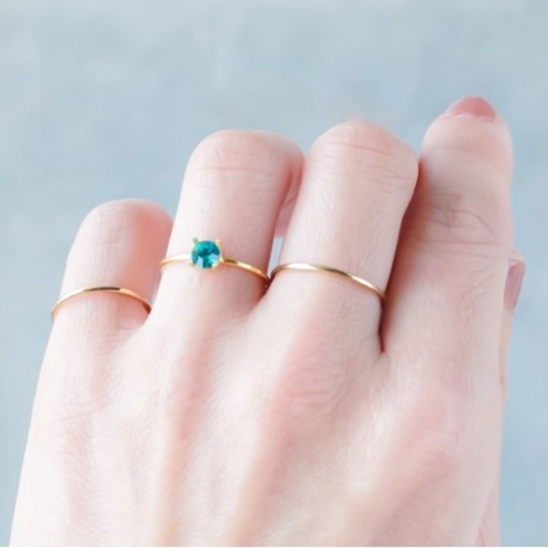 ブルージルコン ヴィンテージガラス 華奢 指輪 フリーサイズ 重ね付け 青 レディースのアクセサリー(リング(指輪))の商品写真