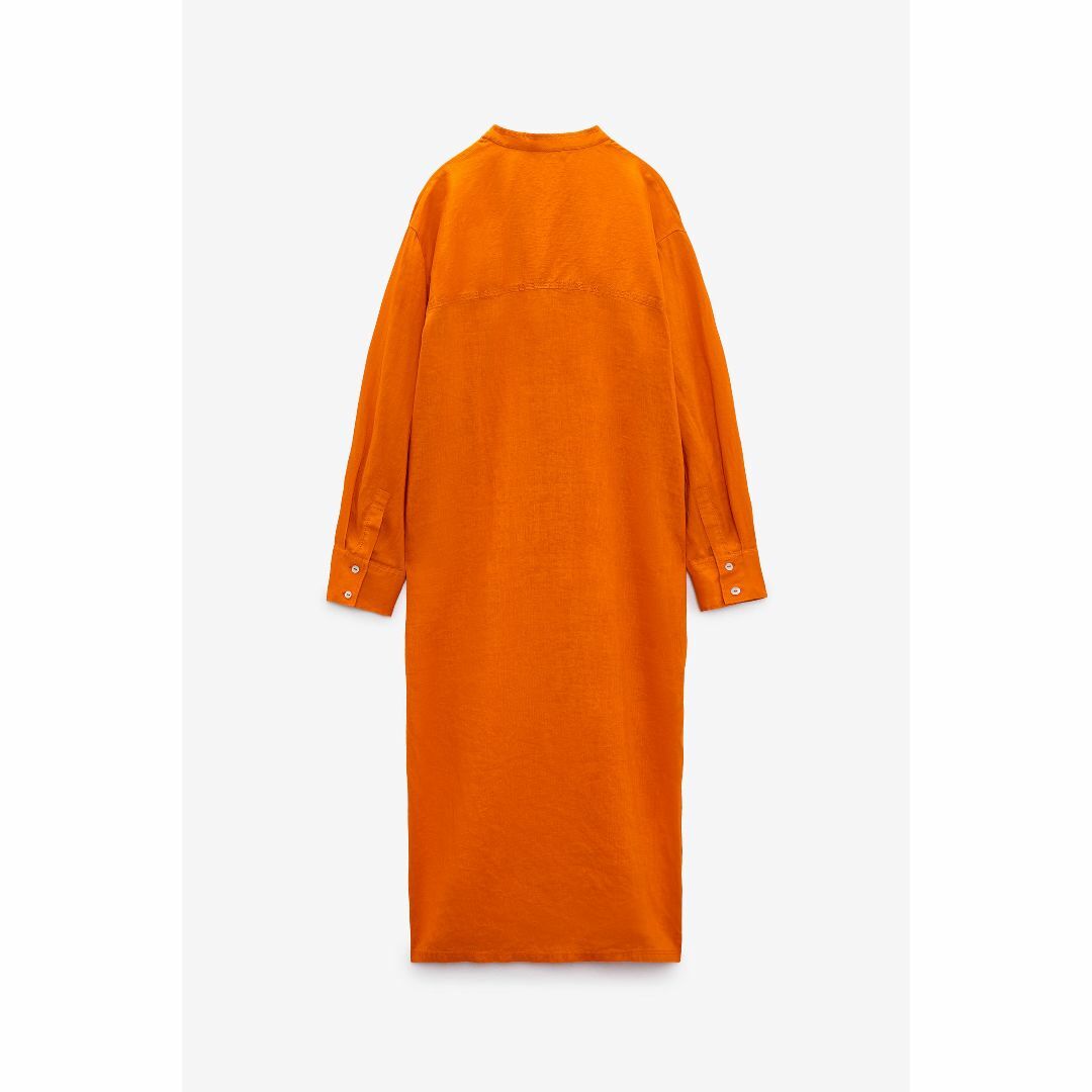 ZARA(ザラ)の新品未着用 ZARA 23SS リネンロングワンピースオレンジLサイズ レディースのワンピース(ロングワンピース/マキシワンピース)の商品写真