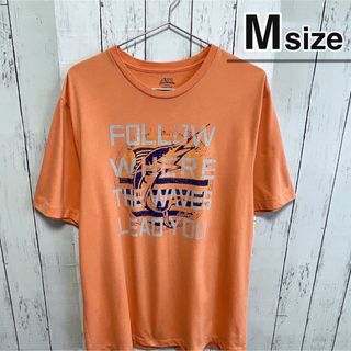 USA古着　Tシャツ　Mサイズ　オレンジ　プリント　フィッシング　カジキ　ロゴ(Tシャツ/カットソー(半袖/袖なし))