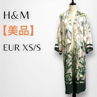 エイチアンドエム(H&M)の✨美品✨【H&M】着物風ジャケット 羽織り ガウン ボタニカル 落ち感 ゆったり(カーディガン)