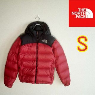 ザノースフェイス(THE NORTH FACE)のノースフェイス　ダウンジャケット　フードダウン　レッド　メンズS(ダウンジャケット)