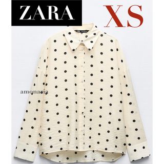 ザラ(ZARA)の【4/17まで限定出品＊新品】ZARA ドットプリントシャツ ドット柄ブラウス(シャツ/ブラウス(長袖/七分))