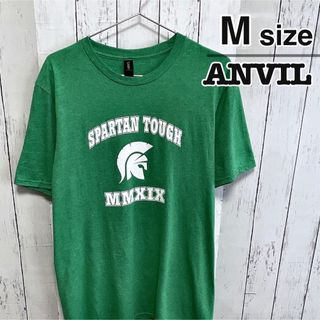 アンビル(Anvil)のANVIL　Tシャツ　M　グリーン　緑　プリント　ドライ　MMXIX　USA古着(Tシャツ/カットソー(半袖/袖なし))