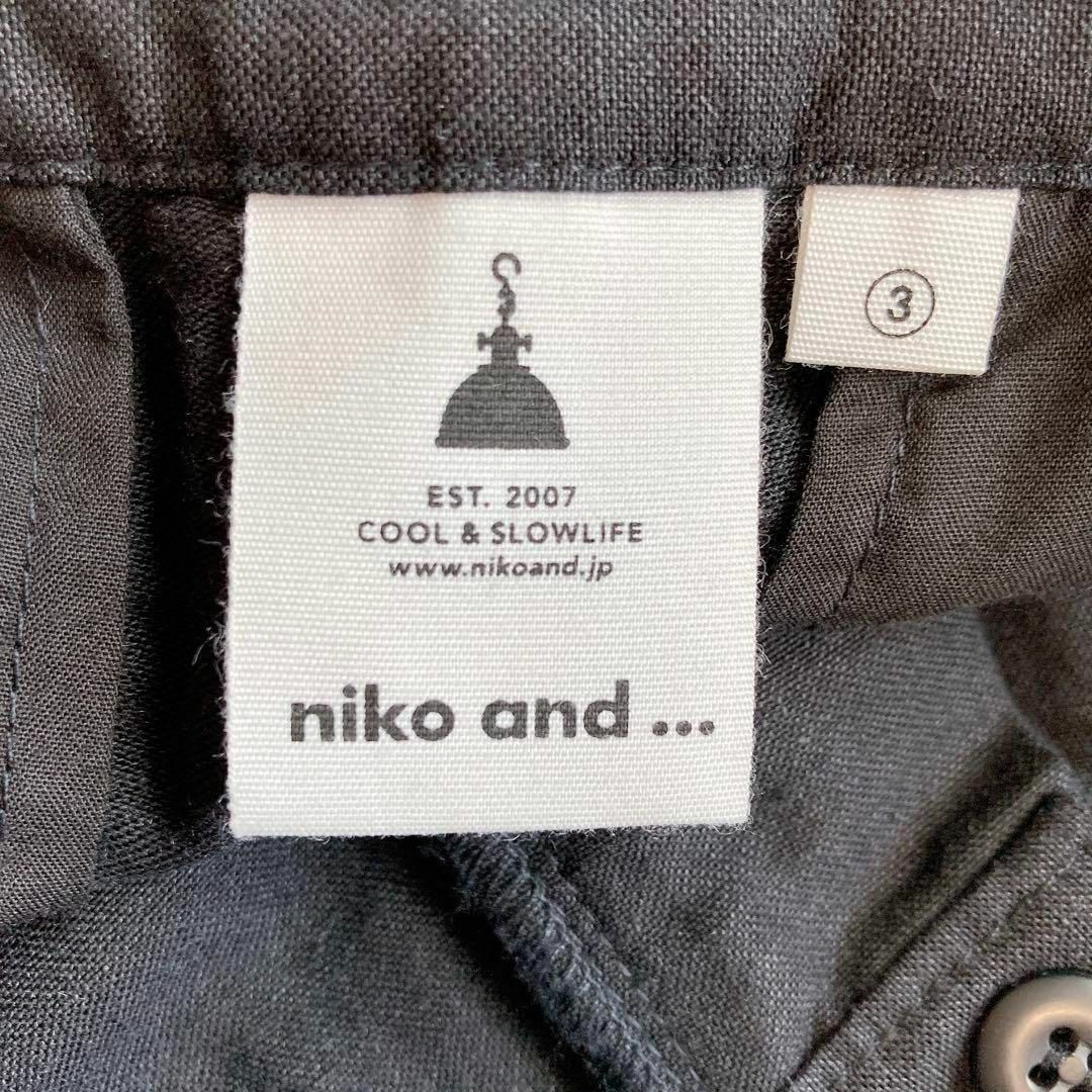 niko and...(ニコアンド)のnikoand.. リネン混 ハーフ ショート パンツ ウエストマーク ブラック レディースのパンツ(ハーフパンツ)の商品写真
