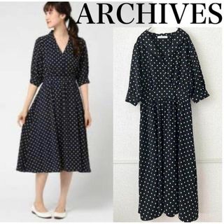 アルシーヴ(archives)のアルシーヴ archives  ドット柄 シャツワンピ ロングワンピース　美品(ロングワンピース/マキシワンピース)