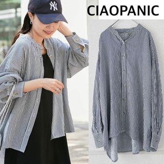 チャオパニックティピー(CIAOPANIC TYPY)のCIAOPANIC TYPY チャオパニック　リネンストライプシャツ　長袖　美品(シャツ/ブラウス(長袖/七分))