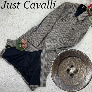 ジャストカヴァリ(Just Cavalli)のジャストカヴァリ メンズ XLサイズ 大きいサイズ ロングコート 長袖 総柄(チェスターコート)