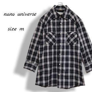 ナノユニバース(nano・universe)のシャツ　メンズ　七分袖　チェック　オシャレ　ブラック　ダブルポケット　春夏(シャツ)