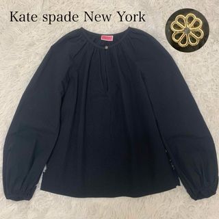 ケイトスペードニューヨーク(kate spade new york)のkate spade new york ブラウス　クローバーボタン　黒　M相当(シャツ/ブラウス(長袖/七分))