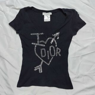 クリスチャンディオール(Christian Dior)のChristian Dior  ラインストーン  ロゴ  Tシャツ(Tシャツ(半袖/袖なし))