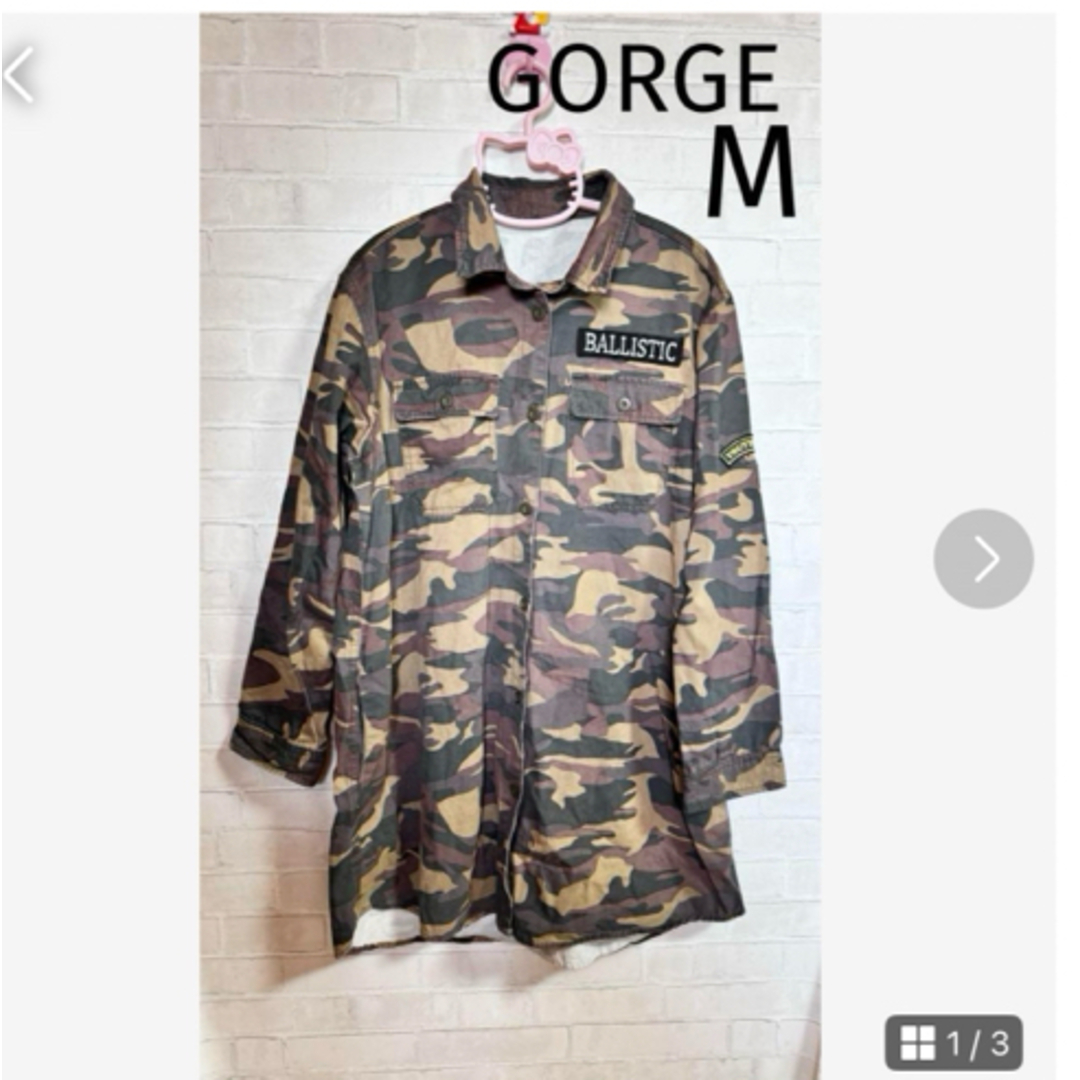 GORGE(ゴージ)のカモフラ柄ロゴ入りシャツワンピースEMODA.GYDA.MURUA.moussy レディースのワンピース(ひざ丈ワンピース)の商品写真