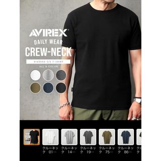 アヴィレックス(AVIREX)の(新品未使用2枚)AVIREX クルーネック Tシャツ ブラック M(Tシャツ/カットソー(半袖/袖なし))