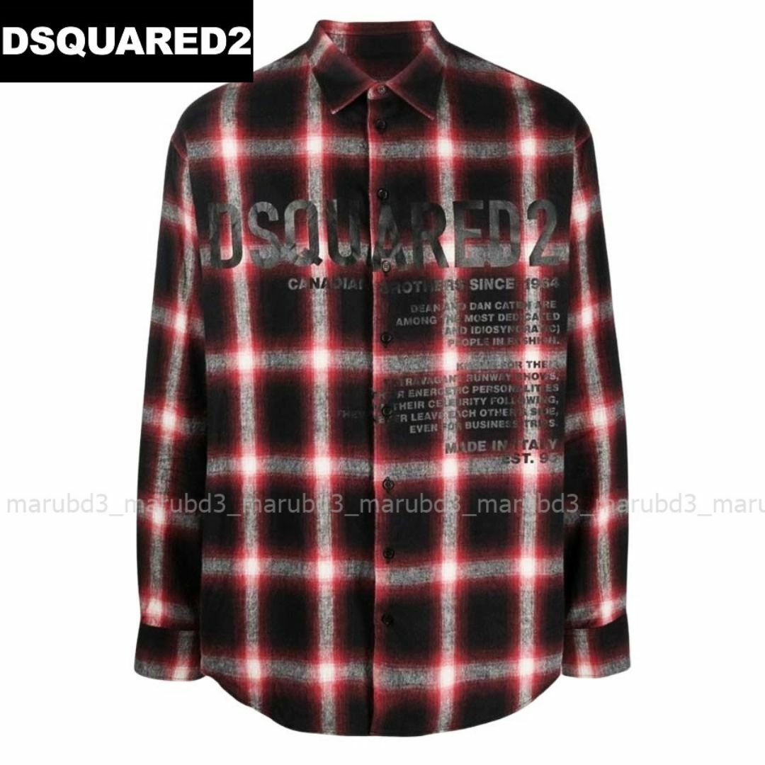 Dsquared2 ディースクエアード チェック ロゴプリント ネルシャツ(48 Dsquared2 ディースクエアード チェック ロゴプリント ネルシャツ(48