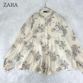 ザラ(ZARA)のZARA ザラ コットン100％総柄刺繍シャツブラウス(シャツ/ブラウス(長袖/七分))