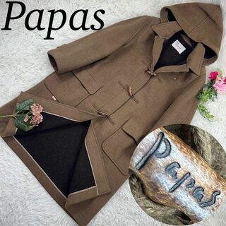 Papas パパス メンズ Mサイズ ダッフルコート フード トグル 刺繍 タグ(ダッフルコート)