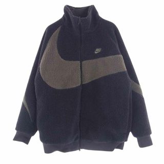 ナイキ(NIKE)のNIKE ナイキ ジャケット BIG SWOOSH SHERPA JAKET ビッグ スウォッシュ シェルパ ボア リバーシブル ジャケット パープル系 ブラック系 L【中古】(その他)