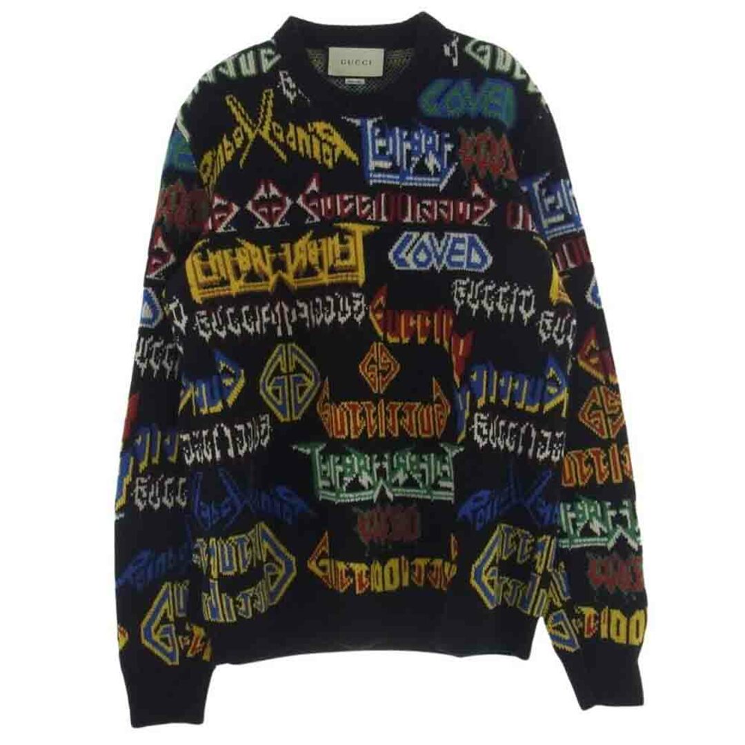 Gucci(グッチ)のGUCCI グッチ ニット 18AW Metal Mix Wool Sweater メタルロゴ ニット セーター ブラック系 マルチカラー系 XS【中古】 メンズのトップス(ニット/セーター)の商品写真