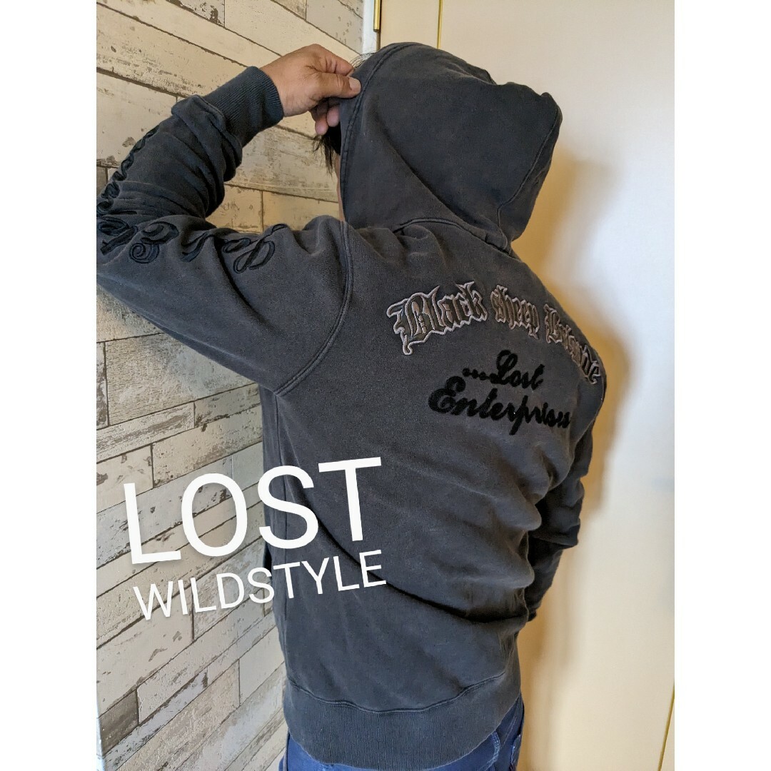 LOST WILDSTYLEヴィンテージブラックバックプリントフルジップパーカー メンズのトップス(パーカー)の商品写真