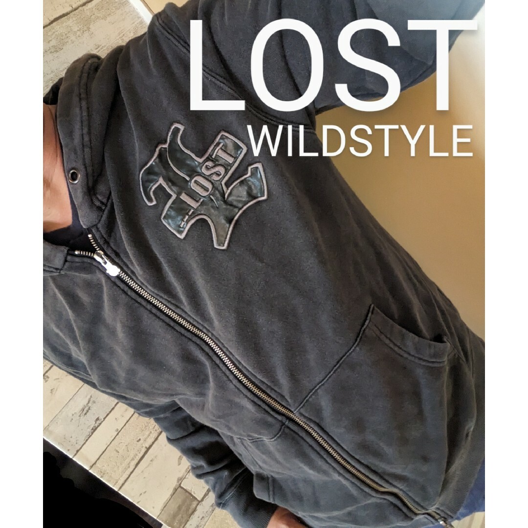 LOST WILDSTYLEヴィンテージブラックバックプリントフルジップパーカー メンズのトップス(パーカー)の商品写真