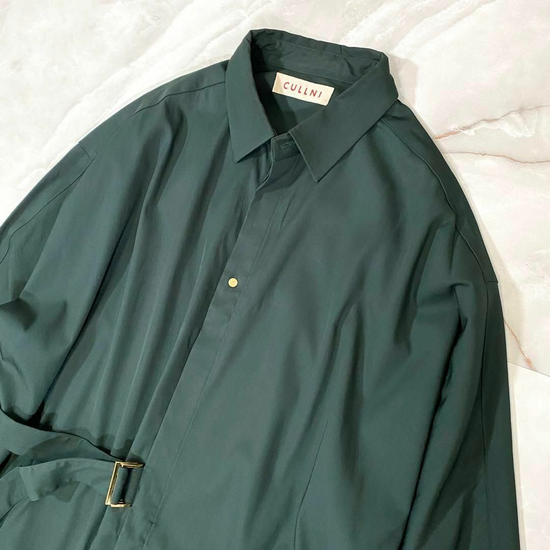 クルニ　タイロッケンロングシャツコート　グリーン　2　スプリングコート メンズのジャケット/アウター(ステンカラーコート)の商品写真