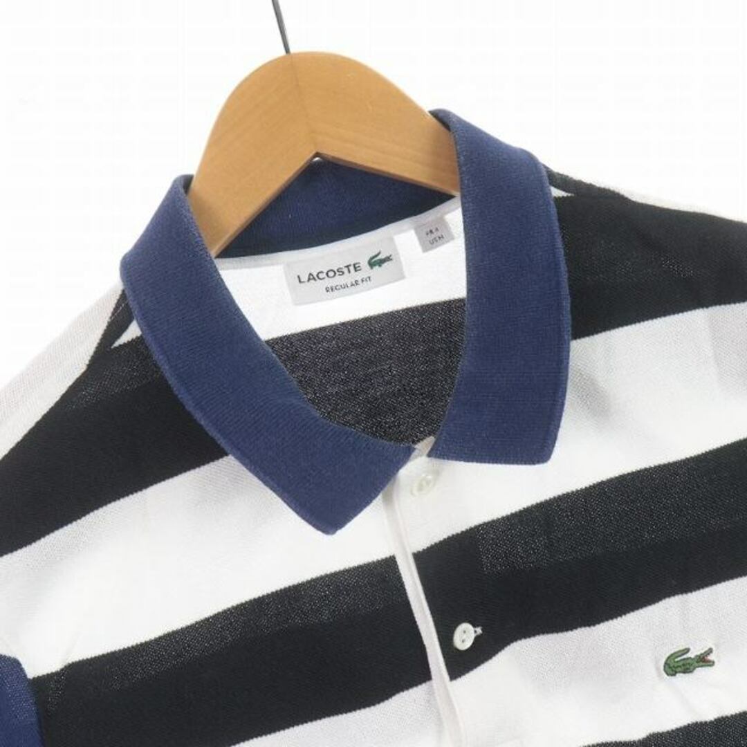 LACOSTE(ラコステ)のLACOSTE ポロシャツ 鹿の子 半袖 ボーダー ワンポイント M 白 黒 紺 メンズのトップス(ポロシャツ)の商品写真