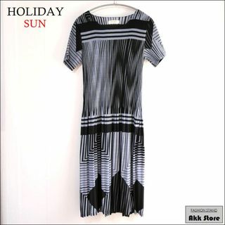 HOLIDAY SUN 半袖 フレア ワンピース アコーディオンプリーツ(ひざ丈ワンピース)