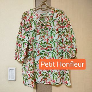 プチオンフルール(Petit Honfleur)のプチオンフルール　シャツ　チュニック　花柄　11号(シャツ/ブラウス(長袖/七分))