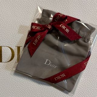 ディオール(Dior)の巾着袋 大人気希少 Dior ホワイトロゴ入りグレー(ポーチ)